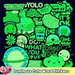 Zhuning Shop 1 25 Sevimli Kelime Stili Yamıow Karanlıkta Parlayan Neon Işıklı Unicorn Sevimli Kedi Sticker'ı Yatak Odası Valiz Laptop Şişe Gitar Oyuncağa Yapışkanlık (Yurt Dışından)