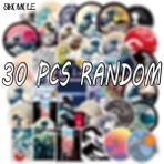 Zhuning Shop 1 30 ADET-W788 Tarzı Çocuk Kendin Yap Oyuncak Deniz Dalga Spreyi Yuvarlak Sticker Graffiti Kaykay Gitar Bagaj Laptop Pvc Etiket Stick Oyuncak F5 (Yurt Dışından)