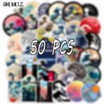 Zhuning Shop 1 50 ADET-W788 Tarzı Çocuk Kendin Yap Oyuncak Deniz Dalga Spreyi Yuvarlak Sticker Graffiti Kaykay Gitar Bagaj Laptop Pvc Etiket Stick Oyuncak F5 (Yurt Dışından)