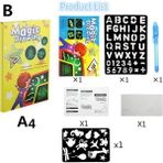 Zhuning Shop 1 A4 33CM Stili 1pc Luminous Drawing Board Graffiti Doodle Çizim Tableti Sihirli Çizim Tahtası Işıkla-Fun Floresan Kalem Eğitici Oyuncak (Yurt Dışından) - Beyaz