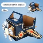 Zhuning Shop 1 Mavi Stil Çocuklar Için Taşınabilir Kağıt Kabuk Uçak Karton Döner Fan Oyuncak Yaratıcı El Yapımı Karton Ev Kutusu (Yurt Dışından) - zanaat oyuncaklar
