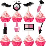 ZHUOWEISM 24 ADET Makyaj Cupcake Süsleri Parlak Kozmetik Ruj Kirpik Kek Penaları Makyaj Teması Kızlar Doğum Günü Partisi Dekorasyon Malzemeleri