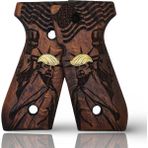 Zib Grips Silah Kabzası - Girsan Yavuz 16, Beretta F92 ile Uyumlu - Koyu Kahverengi Renk - Metal Logolu - BRTF92CV038L1