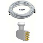 Zibox 50 Metre Uydu Kablosu + Sekiz Çıkış Çanak Uydu 4k Full Hd Lnb (4 Adet F Connektör Hediyeli)