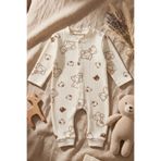 Zıbzıb baby %100 Pamuk Yenidoğan Ayıcık Baskılı Çıtçıtlı Bebek Tulum Hastane Çıkışı Bebek Kıyafeti