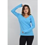 Zidan Life Zidan K-101 V Yaka Kadın Turkuaz Uzun Kol Sweatshirt