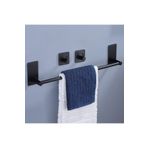 Zift Unique Paslanmaz Çelik Havluluk & 2 Adet Bornoz Askısı - 45cm Siyah Havluluk,takım Havlu Askısı,düzenleyici