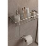 Zift Unique Paslanmaz Çelik Satine İnoks Yapışkan Montaj Banyo Rafı - Tuvalet Kağıdı Askısı Set