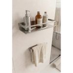Zift Unique Paslanmaz Çelik Yapışkanlı Duş Rafı ve Havluluk Set, Havlu Askısı ve Banyo Rafı
