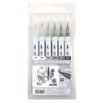 Zig Clean Color Real Brush Cool Grey Fırça Uçlu 6'lı Marker Kalem Set
