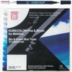 Zig Kurecolor Fine & Brush For Manga Sky & Ocean Blue Tones 12'li Set - Renkli - Standart