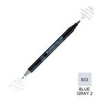 Zig Kurecolor Mangaka Fine & Brush CNKC-2200 833 Blue Gray 2 Çift Taraflı Markör Kalem