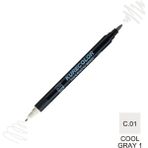 Zig Kurecolor Mangaka Fine & Brush CNKC-2200 C.01 Cool Gray 1 Çift Taraflı Markör Kalem