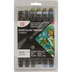 Zig Kurecolor Twin S Çift Uçlu Marker Kalem Seti 12 Renk Gray Colors