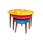 Zigon 13709 Sehpa Model Kayın Retro Konik Ayak Üçgen Mdf Tabla Ceviz Ayak El Yapı