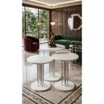 Zigon 3'LÜ YUVARLAK MODERN SEHPA ( ALTAY ) KROM - BEYAZ