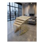 Zigon 4 LÜ TEKERLEKLİ SEHPA ( ESKİTME GOLD - TRAVERTEN )
