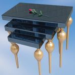 Zigon-Dresuar St Ilgz18096 Tombul Sehpa Parlak Gold Kayın Balon Ayak Baklva Çizgi