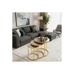 Zigon Gold Metal (DÜZ) Camlı 3l'ü C Sehpa