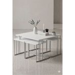 Zigon ORTA SEHPA 5'Lİ TEKERLEKLİ 4+1 YAVRUU ORTA SEHPA GÜMÜŞ METAL BEYAZ TABLA MDF