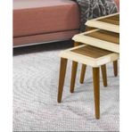 Zigon Osm 11829 Cerceve Model Sehpa Parlak Ceviz Krem Ahsap Kayin Ayak El Yapim