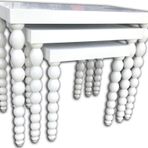 Zigon Sehpa 13821 Elma Model Beyaz Parlak Beyaz Lake Ahşap Kayın Ayak El Yapım