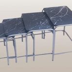 Zigon Sehpa 14006 Demet Model Metal Nikelaj Ayak Siyah Mermer Desen Tabla El Yapı