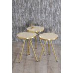 Zigon Sehpa 3'lü Gold Metal Ayak Krem Gold - beyaz