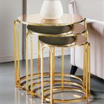 Zigon Sehpa Bronz Ayna Lenka Yuvarlak 3'lü Gold Metal Sedaş-Lenka-Zigon-Gold - BEYAZ