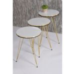 Zigon Sehpa Çift Gold Beyaz Tel