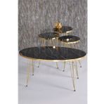 Zigon Sehpa Ve Orta Sehpa ELİPS Set Gold Bendir Tel