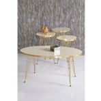 Zigon Sehpa Ve Orta Sehpa ELİPS Set Gold Krem Tel