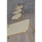 Zigon Sehpa Ve Orta Sehpa Kr Gold Metal Ayak Gold Krem Set