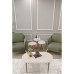 Zigon ve Orta Sehpa Seti | Salon Seti | Sehpa Seti | Oturma Odası Seti | Oval - Parlak Krem