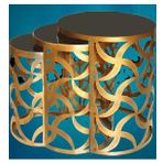 Zigon Zlf 14139 Cnc Rüzgar Gülü Model Sehpa Metal Gold Kaplama Siyah Temper Cam
