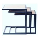 Zigon Zlf 3Lü 14097C Model Metal Siyah Fırın Boya Mdf Siyah Mermer Tabla Elyapım