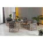 Zigonzi 4+1 Berlin Rattan Bahçe Mobilyasi Renksiz