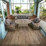 Zigonzi Berlin, 2+1+1 Rattan Bahçe Mobilyası, Cappuccino Krem