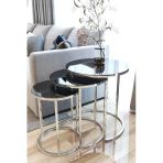 Zigonzi Ecol - 3lü Lüx C Zigon Sehpa Gümüş Füme Aynalı