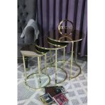 Zigonzi Gold Metal Bronz Aynalı, C Zigon Sehpa Üçlü