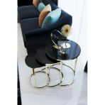 Zigonzi Gold Siyah Camlı Zigon Sehpa Kırılmaz Cam