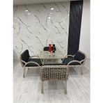 Zigonzi Luna 4 Kişilik Rattan Bahçe Balkon Teras Oturma Grubu Antrasit Minderli (1+1+1+1)+ 80x80 Cm Masa - Çappiçino Rattan Renksiz