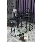 Zigonzi Siyah Metal, Mermer Desen, C Zigon Sehpa