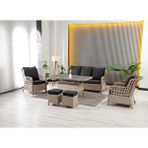 Zigonzi Vilza, 3+1+1 Rattan Bahçe Mobilyası, Cappuccino Beyaz