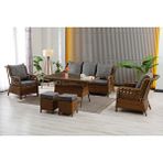 Zigonzi Vilza, 3+1+1 Rattan Bahçe Mobilyası, Kahverengi