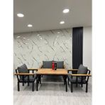 Zigonzi Yıldız 4 Kişilik Metal Bahçe Balkon Teras Cafe Oturma Grubu 2+1+1 – Gri Minderli – 70x120 Cm Kütük Desenli Mdf Orta Masa Çok Renkli