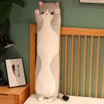 Zigver Sevimli Yumuşak Uzun Kedi Yastık Peluş Doğum Günü Hediyesi - Gri - 70 cm