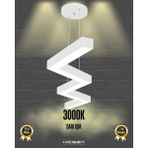 Zigzag (Beyaz Kasa, Sarı Işık) Ledli Modern Sarkıt LED Avize Salon Mutfak Oturma Odası Yatak Odası Antre Hol - Sarı Işık (3000K)
