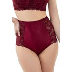 Zigzag Dantelli Yüksek Bel Kadın Hipster Külot Bordo 3XL