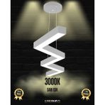 Zigzag (Gri Kasa, Sarı Işık) Ledli Modern Sarkıt LED Avize Salon Mutfak Oturma Odası Yatak Odası Antre Hol LED - Sarı Işık (3000K)